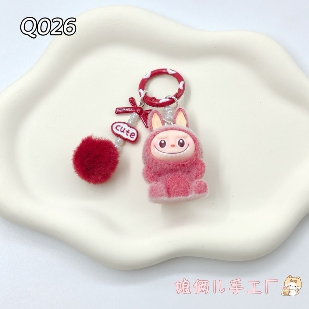 10PCs Fuzzy Labubu Keychains with Pom-pom. Cute Monster Bunny Charm-Not Pop Mart - Picture 13 of 16